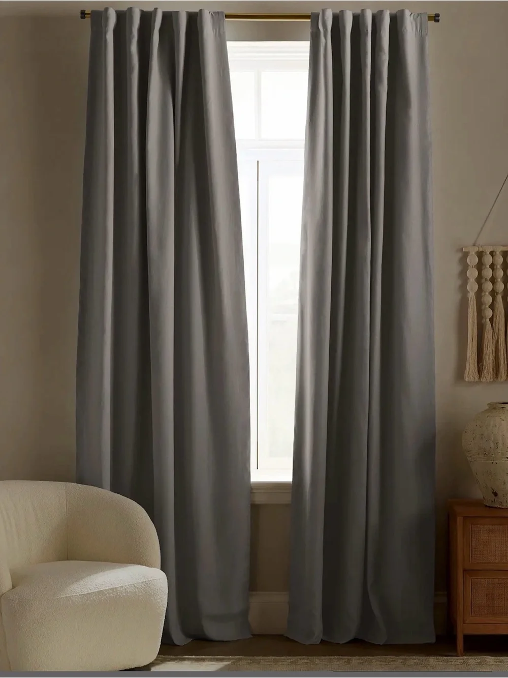 Quince European Linen True Blackout Curtain Panel 96x84